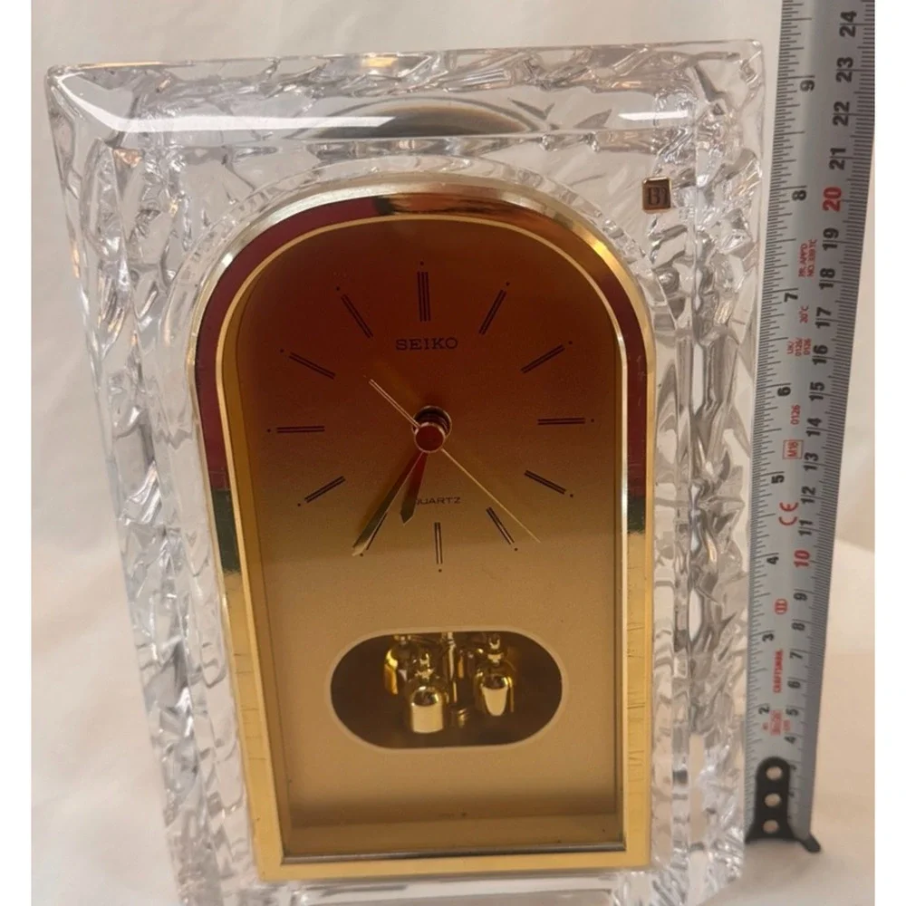 Vintage Seiko QQZ127S Lead Crystal Quartz Desk Mantel Clock Working Japan